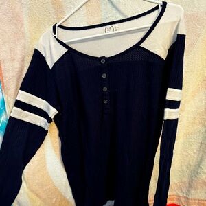 24/7 size Lg long sleeves pull overt shirt with scoop neckline and 3 buttons